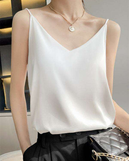 Elegant Cream Satin Camisole Top