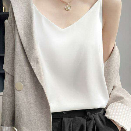 Elegant Cream Satin Camisole Top