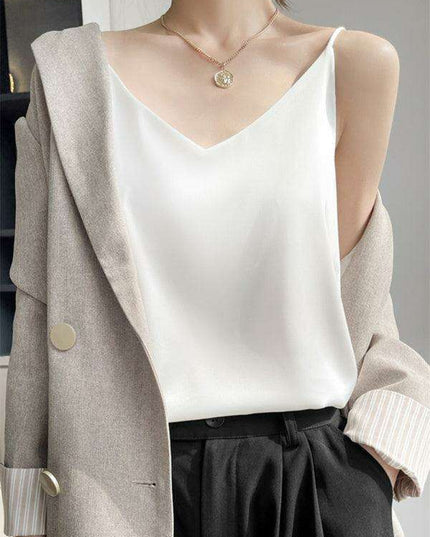 Elegant Cream Satin Camisole Top