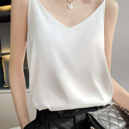 Elegant Cream Satin Camisole Top