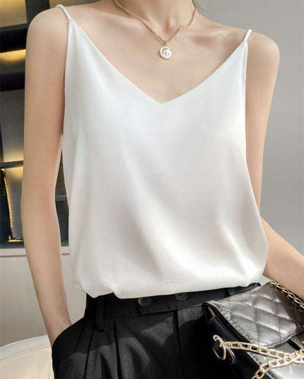 Elegant Cream Satin Camisole Top