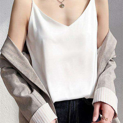 Elegant Cream Satin Camisole Top