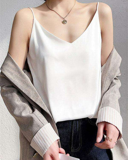 Elegant Cream Satin Camisole Top