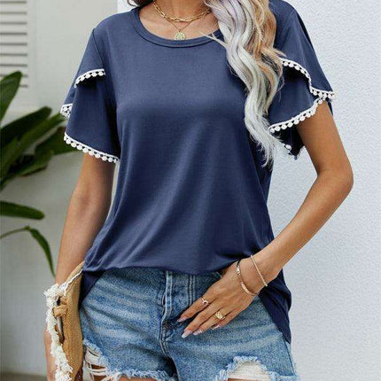Elegant Floral Chiffon Blouse with Flowing Sleeves for Women
