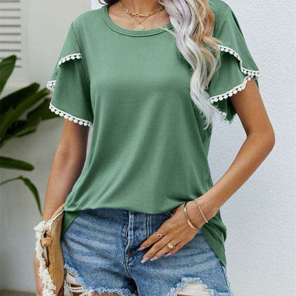 Elegant Floral Chiffon Blouse with Flowing Sleeves for Women