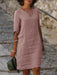 Spring-Summer Solid Color Linen Tunic Dress - Effortless Elegance with a Relaxing Style