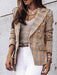 Jakoto | Women's Plaid Cotton and Linen Double Breasted Blazer with Relaxed Dropped Shoulder Sleeves