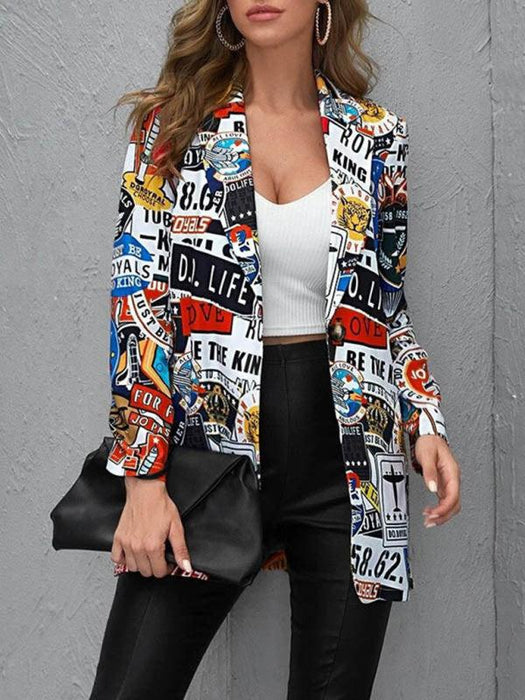 Graffiti Chic Women's Suit Jacket - Fashionable Urban Style by JakotoFashion