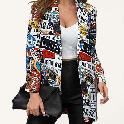 Chic Urban Graffiti Women's Blazer - Fashion-Forward Streetwear by JakotoFashion