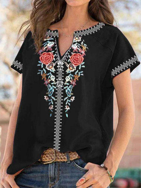 Floral Embroidery Flutter Sleeve Top