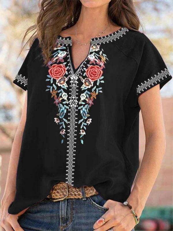 Floral Embroidery Flutter Sleeve Top
