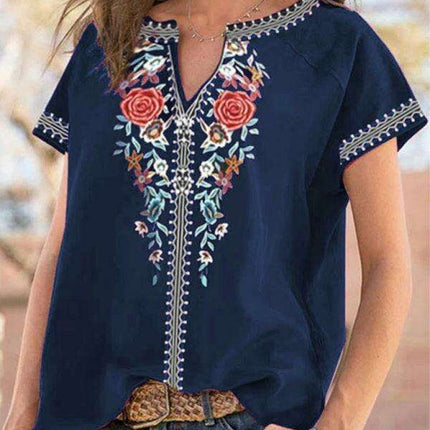 Floral Embroidery Flutter Sleeve Top