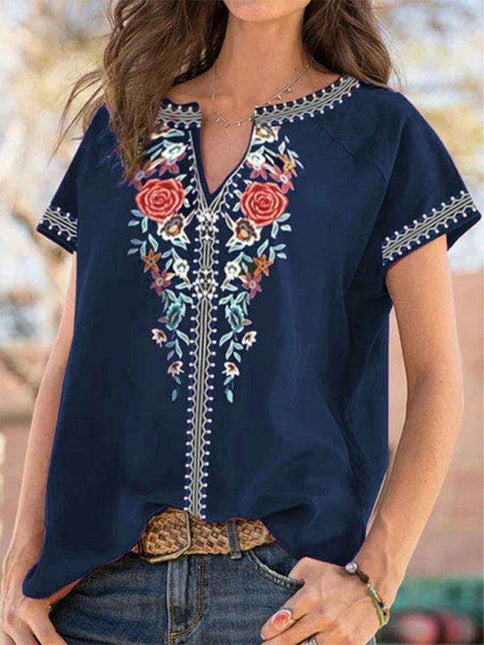 Floral Embroidery Flutter Sleeve Top