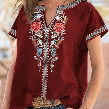 Floral Embroidery Flutter Sleeve Top