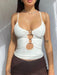Fashionable chest hollow out navel slimming camisole top-Clothing, Shoes & Accessories›Women›Clothing›Lingerie, Sleep & Lounge›Lingerie & Underwear›Camisoles & Tanks-kakaclo-White-S-Très Elite