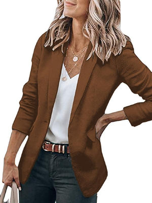 Women's Temperament Long-sleeved Jacket Solid Color Suit Collar Loose Single-breasted Suit-kakaclo-Champlain color-XS-Très Elite