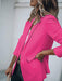 Elegant Women's Solid Color Long-sleeve Suit Jacket with Single-breasted Closure