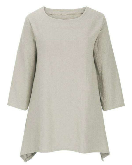 Chic Retro Print Asymmetrical Hem Blouse for Women