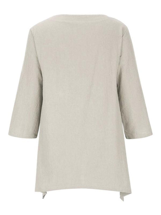 Retro Chic Women's Shirt with Asymmetric Hem and Dropped Shoulder Sleeves