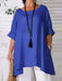 Retro Chic Women's Shirt with Asymmetric Hem and Dropped Shoulder Sleeves