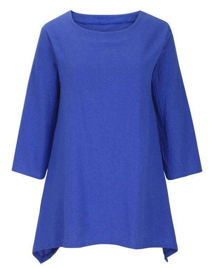 Chic Retro Print Asymmetrical Hem Blouse for Women