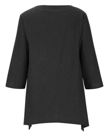 Chic Retro Print Asymmetrical Hem Blouse for Women