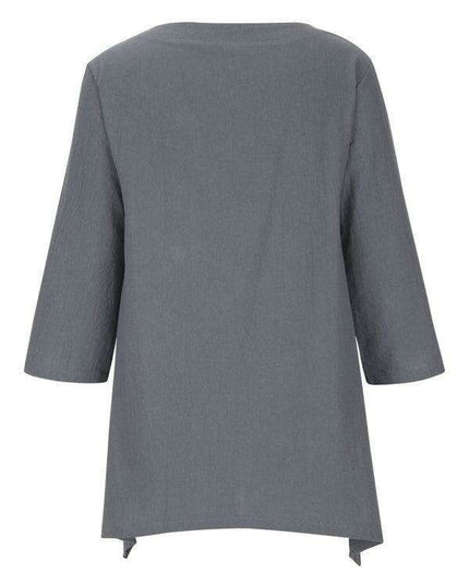 Chic Retro Print Asymmetrical Hem Blouse for Women