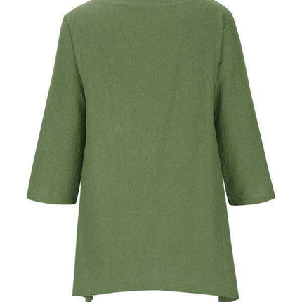 Chic Retro Print Asymmetrical Hem Blouse for Women