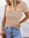 Square Neck Knit Women's Short Sleeve Crop Top