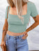 Knit Square Neck Women's Short Sleeve Top with Crop Design