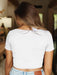 Knit Square Neck Women's Short Sleeve Top with Crop Design