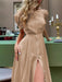 Sophisticated Single Buttoned Mid-Length Dress - Women's Stylish Wardrobe Essential