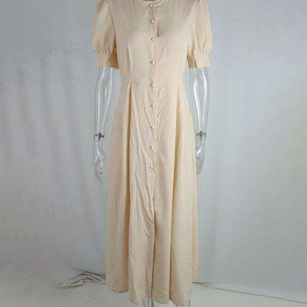 Chic Single-Breasted Midi Dress with Trendy Slit Detail - Essential Women's Fashion Piece