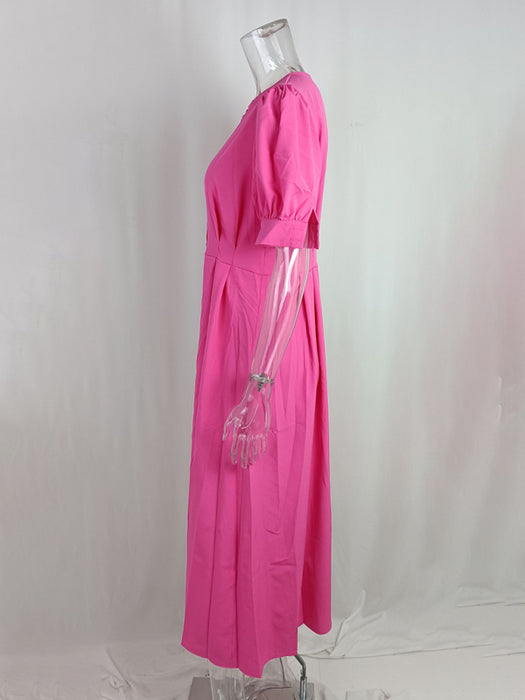 Sophisticated Solid Color Midi Dress - Elegant Women's Fashion Piece