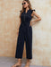Elegant Solid V-Neck Jumpsuit with Chic Statement Sleeves for Women