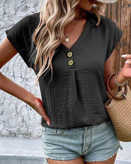 Chic Summer Batwing V-Neck Blouse for Fashion-Forward Women