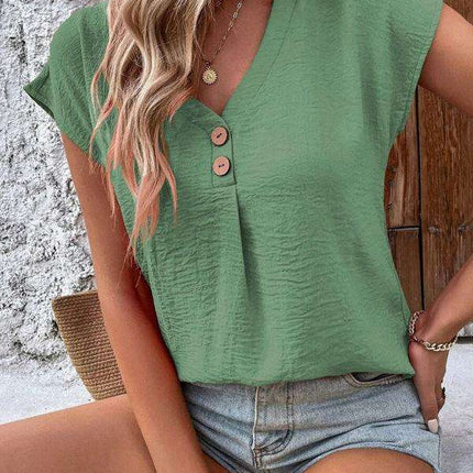 Chic Summer Batwing V-Neck Blouse for Fashion-Forward Women