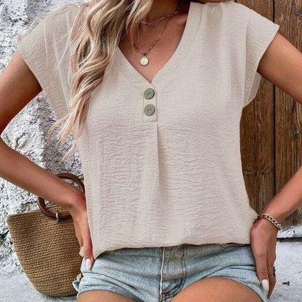 Chic Summer Batwing V-Neck Blouse for Fashion-Forward Women