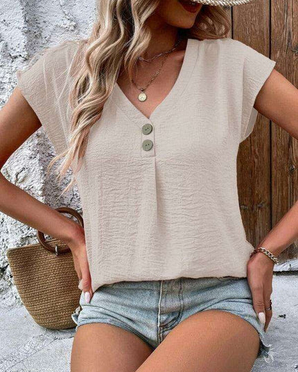 Chic Summer Batwing V-Neck Blouse for Fashion-Forward Women