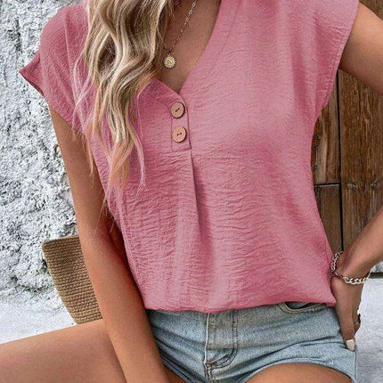 Chic Summer Batwing V-Neck Blouse for Fashion-Forward Women