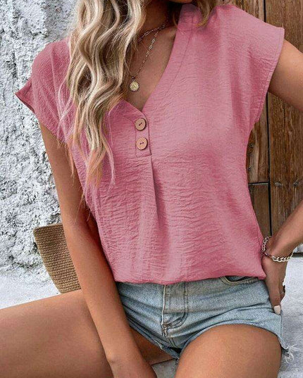 Chic Summer Batwing V-Neck Blouse for Fashion-Forward Women