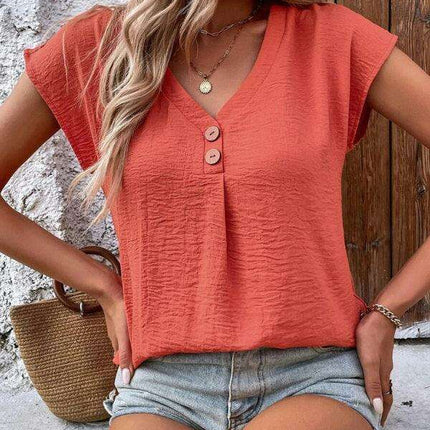 Chic Summer Batwing V-Neck Blouse for Fashion-Forward Women