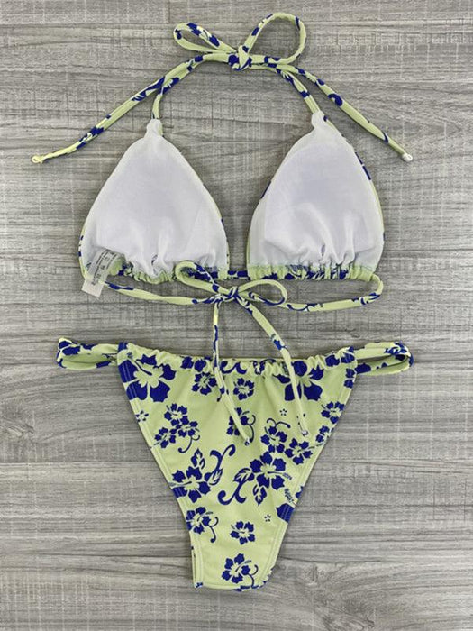 Strappy Printed Bikini Set with Split Detail for Chic Poolside Style