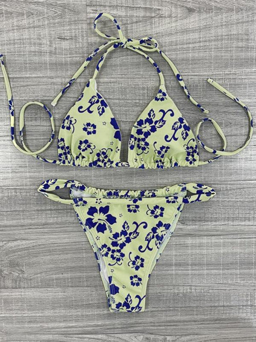 Strappy Split Printed Bikini Set for Stylish Swimwear