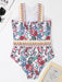Jakoto | Women's Stylish Paisley Print Cross Neck One Piece Swimsuit