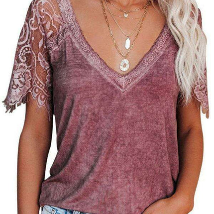 Elegant Feather Lace V Neck Blouse - A Chic Essential