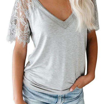 Elegant Feather Lace V Neck Blouse - A Chic Essential