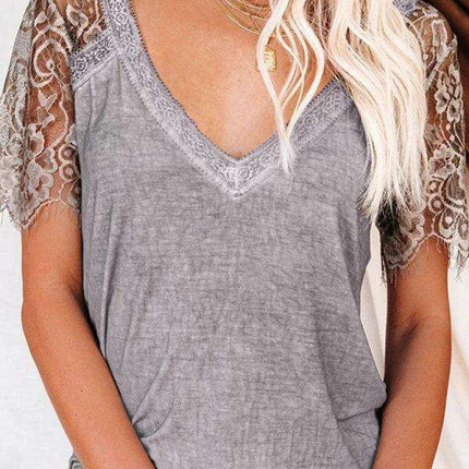 Elegant Feather Lace V Neck Blouse - A Chic Essential