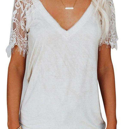 Elegant Feather Lace V Neck Blouse - A Chic Essential