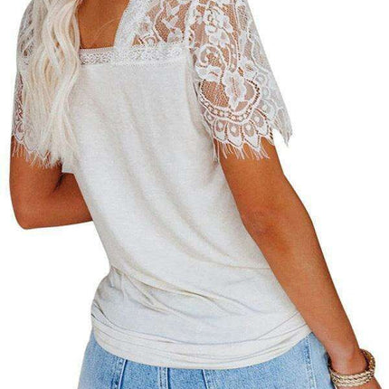 Elegant Feather Lace V Neck Blouse - A Chic Essential